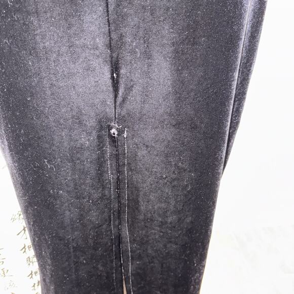 Vintage 90s Jump Black Stretch Velvet Spaghetti Strap Column Gown Back Vent 5/6 - Picture 5 of 13